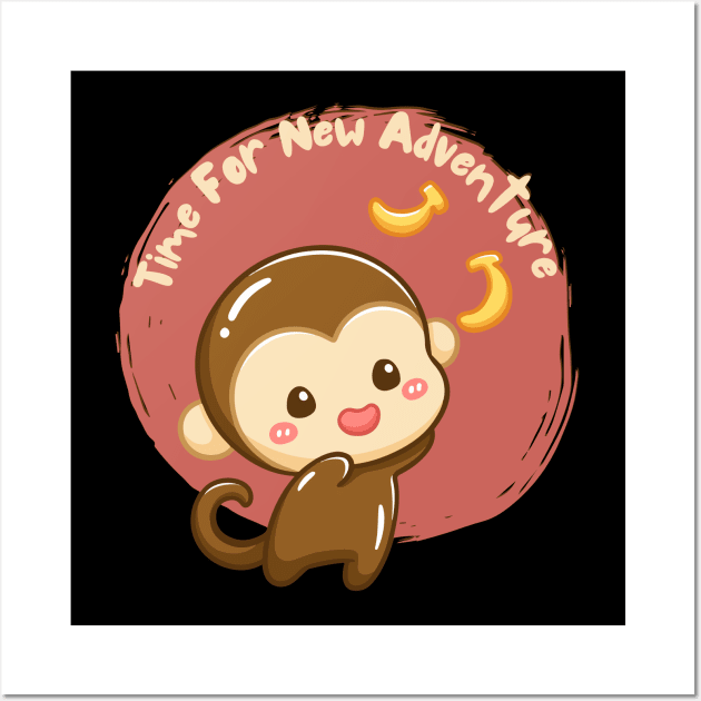 Time for new adventure Hello little monkey cute baby outfit Wall Art by BoogieCreates